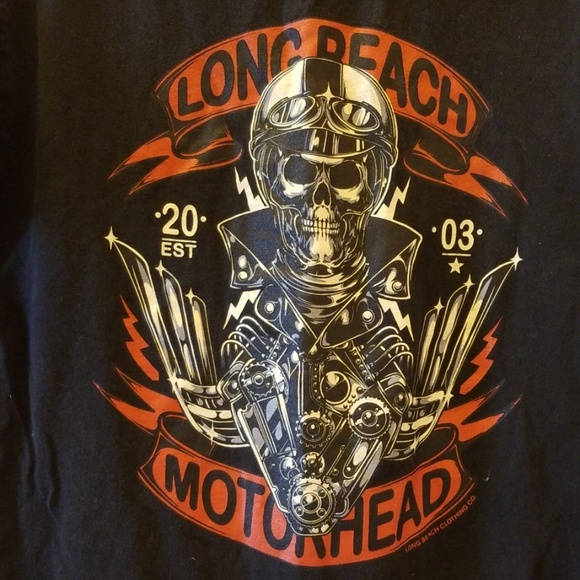 Long Beach Clothing Biker Graphic Tee Black Sz M - Picture 3 of 4